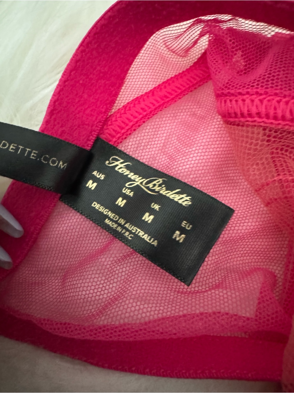 Honey Birdette Juliet Sheer Heart Sequin Garter Suspender - Hot Pink (Medium) - Picture 6 of 8